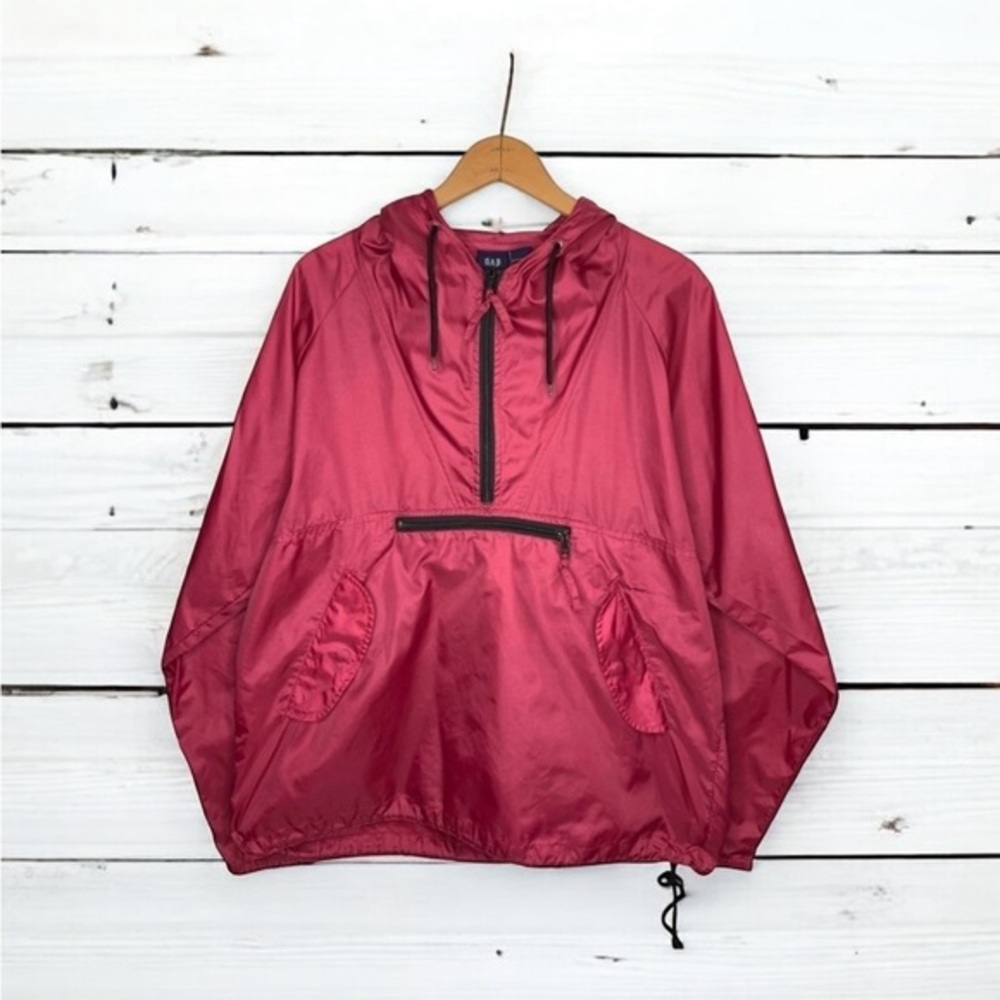 Vintage GAP lightweight Jacket | Made in Russia | Red Pullover Hoodie 90s Y2K